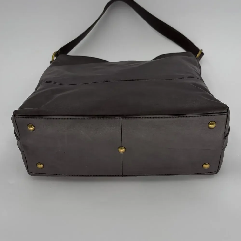 Frye Paige Gray Leather Slouchy Hobo O-Ring Shoulder Bag Purse 34DB397